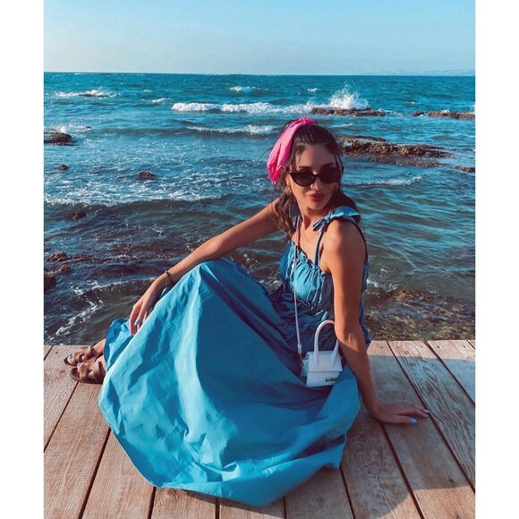 New Zara Taffeta Midi Maxi Dress Tiered Tie Straps Ruffle Romantic Wedding Guest - Picture 14 of 14